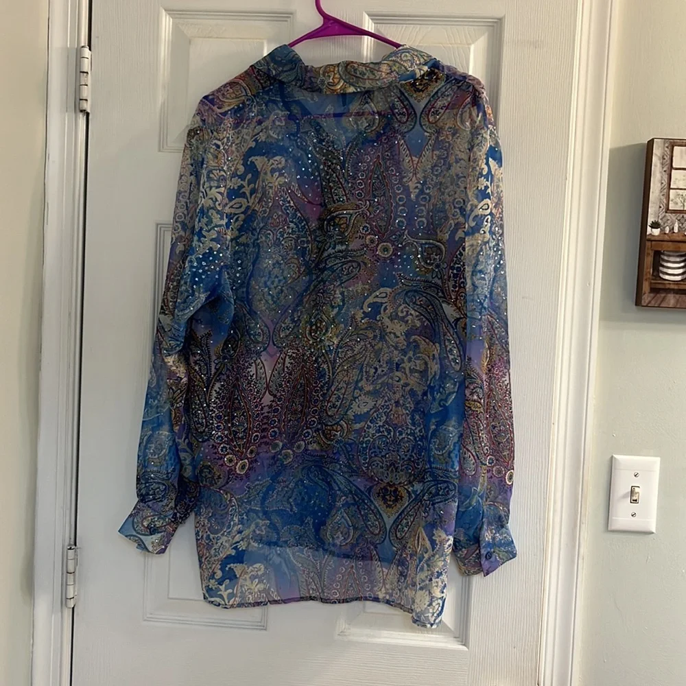 See-through Paisley Collared Button-up - Picture 2 of 3